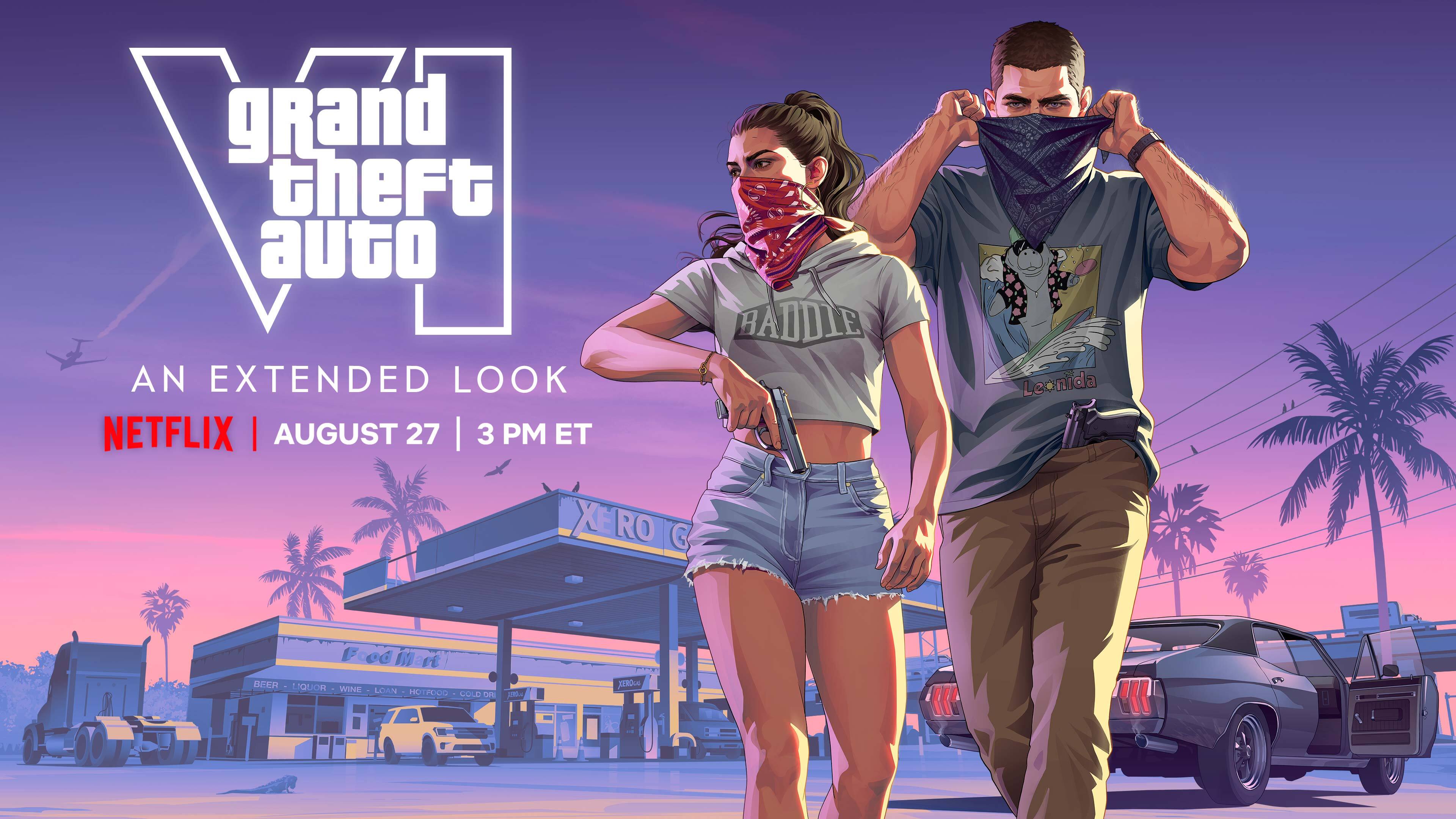 Джейсон и Люсия на официальном постере Grand Theft Auto VI: An Extended Look