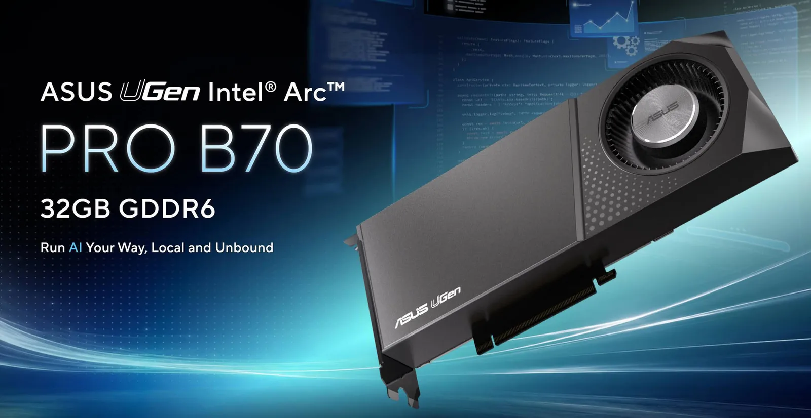 Видеокарта ASUS UGen Arc Pro B70 с турбинным кулером