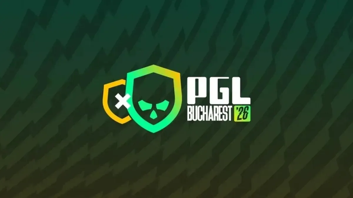 Логотип PGL Bucharest 2026 на зелёном фоне